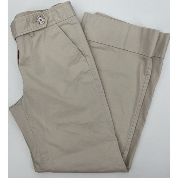Nautica Womens wide leg pants size‎ 10 beige pockets Mid rise casual Office - Picture 1 of 14